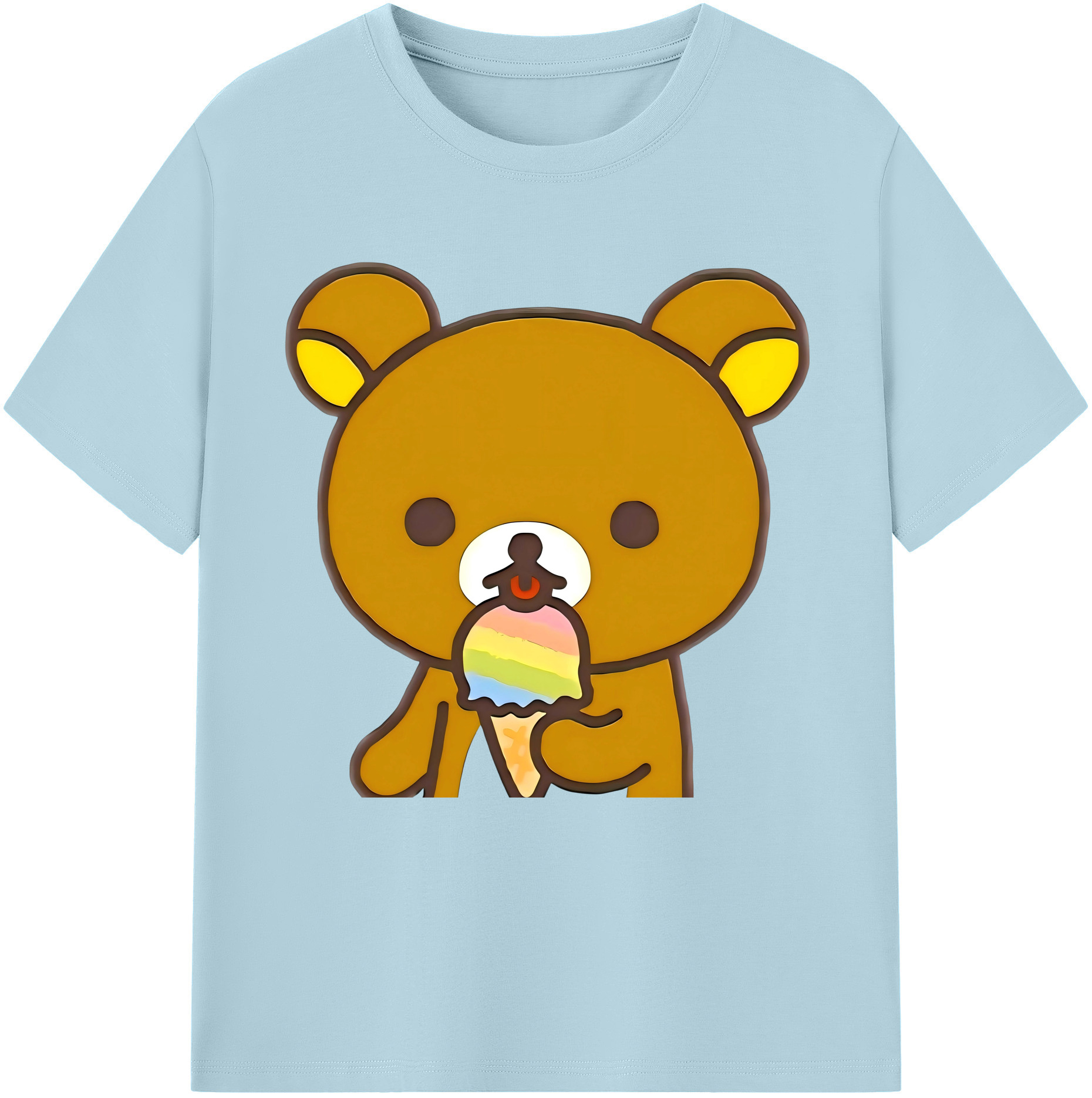 （画像用） リラックマ リラックマ キイロイトリ Rilakkuma Korilakkuma Kiiroitori 綿100％半袖Tシャツ（フロントプリント）